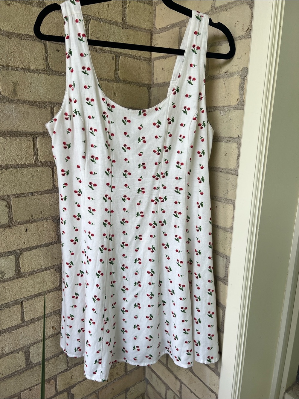 White Swing Dress with Red Cherry Print